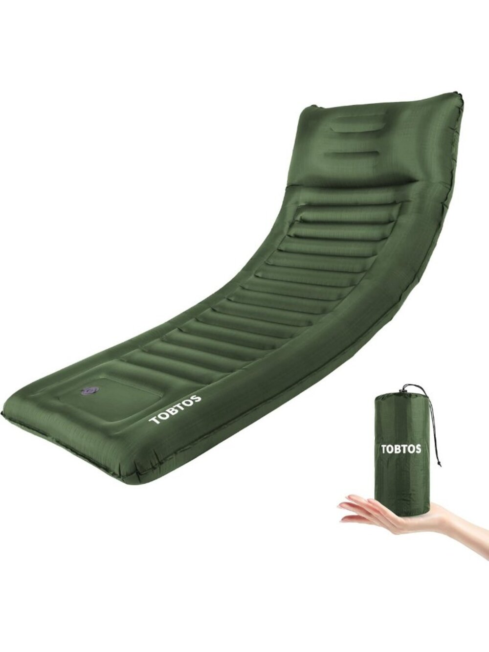 Ultralight Inflatable Camping Sleeping Pad with Pillow, 6-Inch Thick Mat for